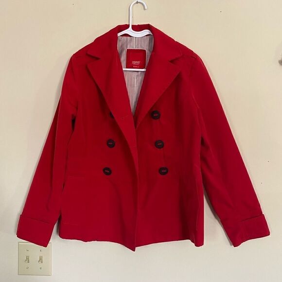 Esprit Jackets & Blazers - ‎Esprit Outerwear Red Button Front Coat Size Small